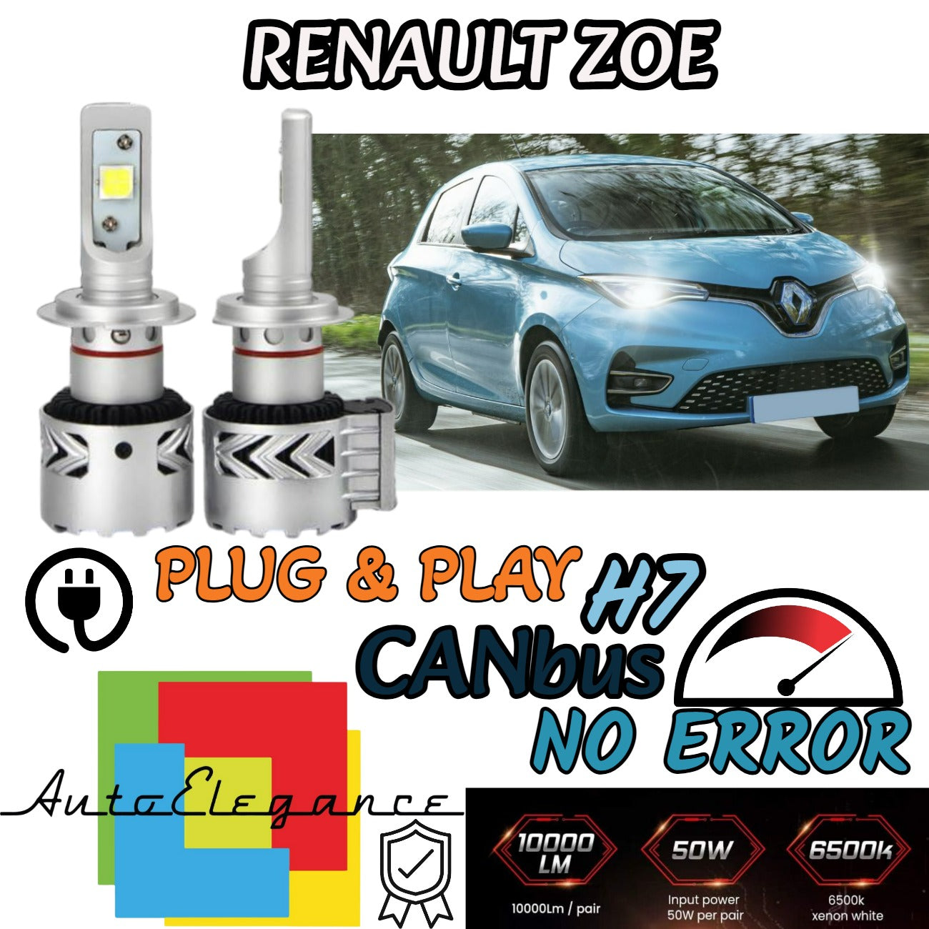 KIT LED H7 RENAULT ZOE 6500K CANBUS 12000 LUMEN KIT MONO LED LENTICOLARE