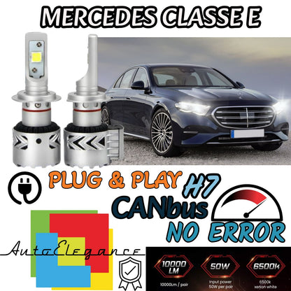 KIT LED H7 MERCEDES CLASSE E W212 CANBUS 12000LM LUMEN MONO LED LENTICOLARE