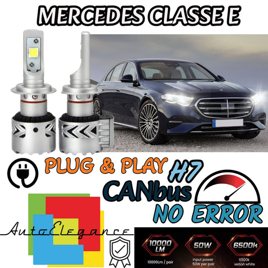 KIT LED H7 MERCEDES CLASSE E W212 CANBUS 12000LM LUMEN MONO LED LENTICOLARE