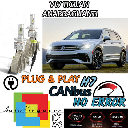 KIT LED H7 VW TIGUAN 5N CANBUS 8000 LUMEN 6500K BIANCO ANABBAGLIANTI
