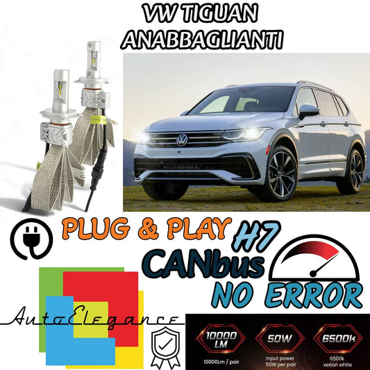 KIT LED H7 VW TIGUAN 5N CANBUS 8000 LUMEN 6500K BIANCO ANABBAGLIANTI