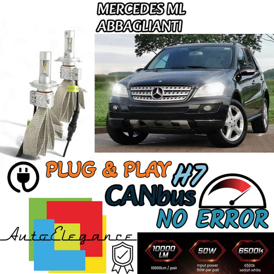 KIT LED H7 CANBUS PER MERCEDES ML W164 CON LED 8000 LUMEN ABBAGLIANTI