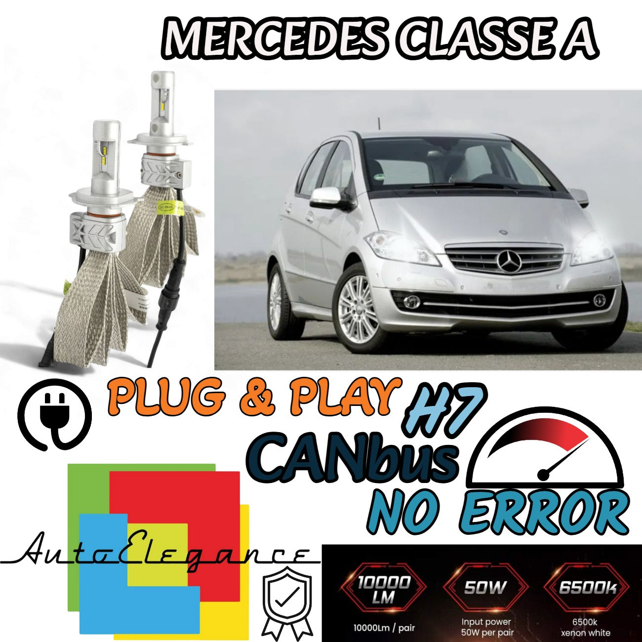 KIT LED H7 CANBUS PER MERCEDES CLASSE A W169 CON LED 8000 LUMEN