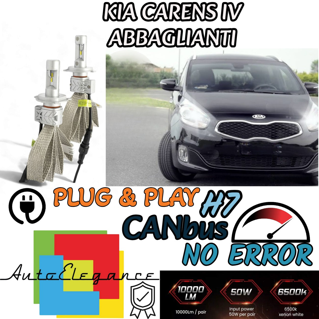 KIT LED H7 CANBUS PER KIA CARENS IV CON LED ABBAGLIANTI 8000 LUMEN