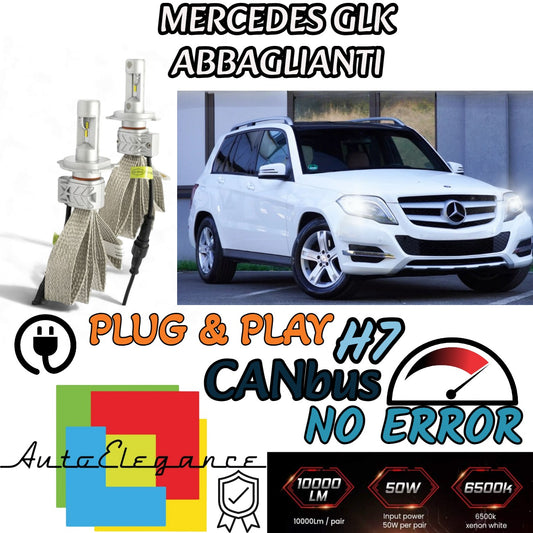 KIT LED H7 CANBUS PER MERCEDES GLK FINO AL 06/2012 LED 8000 LUMEN ABBAGLIANTI