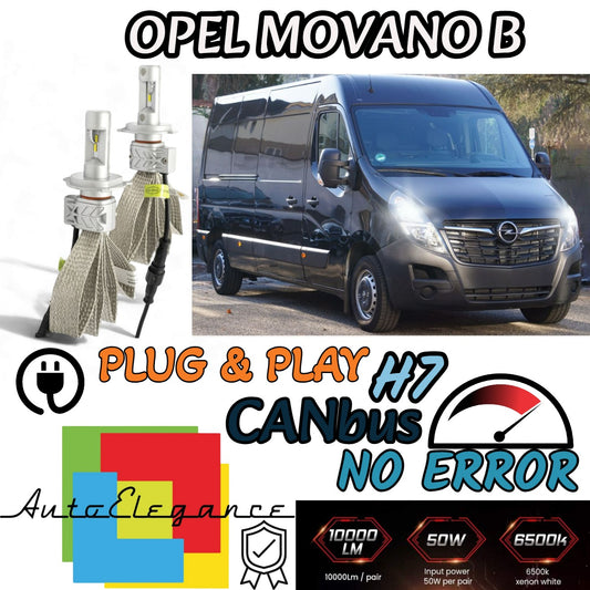 KIT LED H7 OPEL MOVANO B FULL CANBUS 8000 LUMEN LED 6500K BIANCO