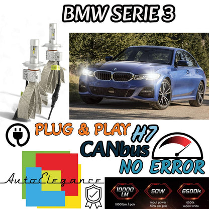 KIT LED H7 6500K FULL CANBUS 8000 LUMEN LED LAMPADE PER BMW SERIE 3 F30 F31