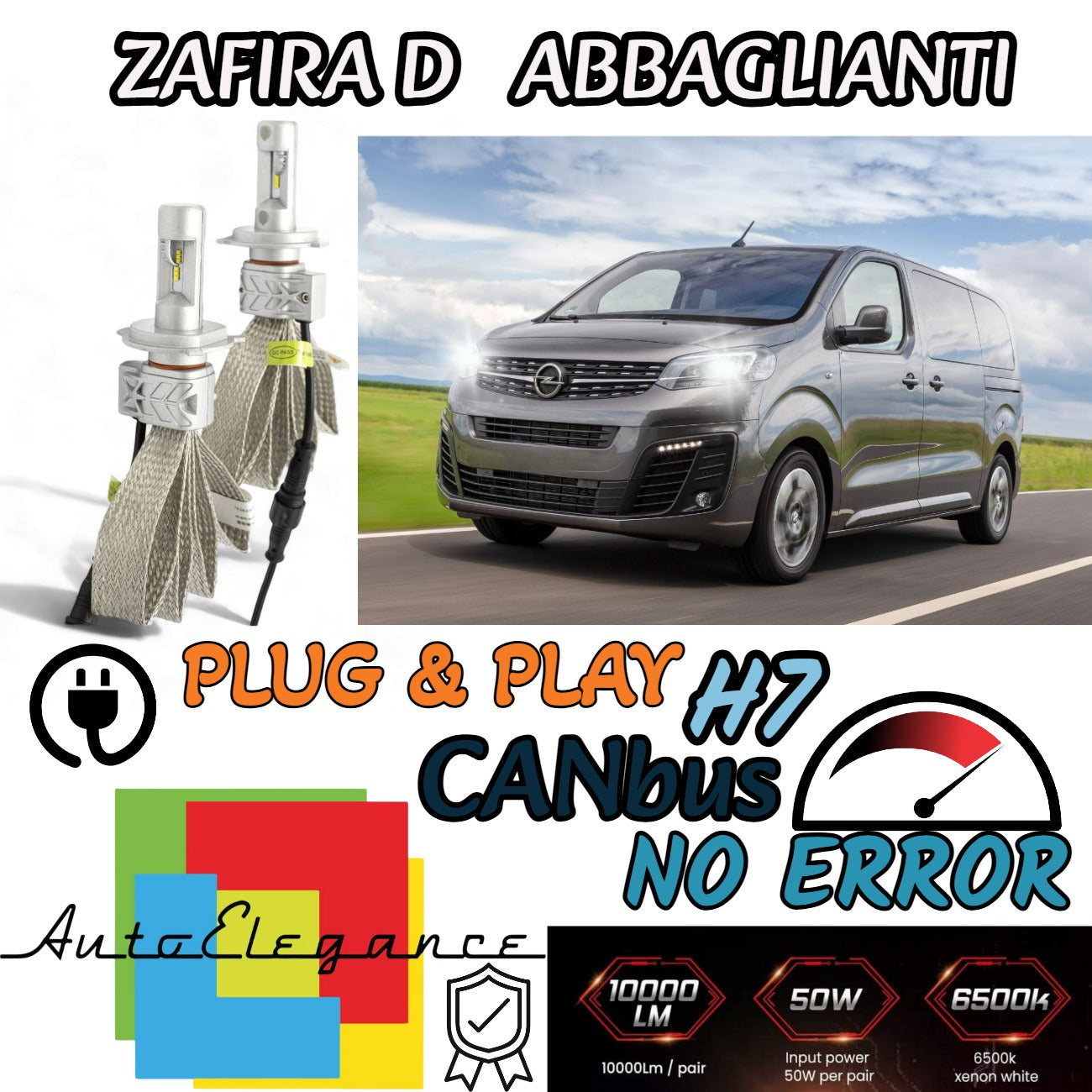 KIT LED H7 CANBUS PER ZAFIRA D CON LED ABBAGLIANTI 8000 LUMEN