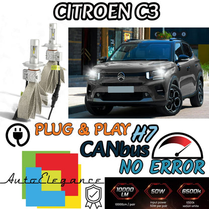 KIT LED H7 6500K FULL CANBUS 8000 LUMEN LED LAMPADE PER CITROEN C3