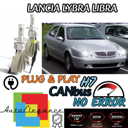 KIT LED H7 FULL LED LANCIA LYBRA LIBRA CANBUS 8000 LUMEN 6500K BIANCO