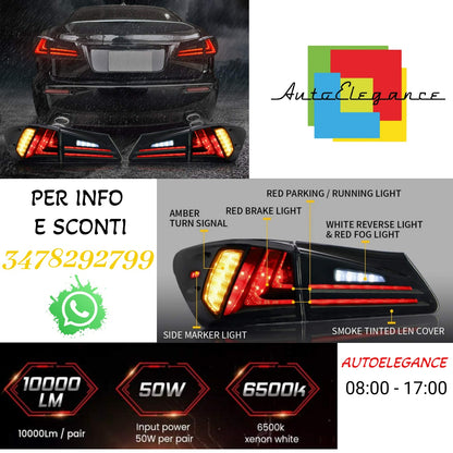Fanali posteriori Full LED per Lexus IS250 IS350 2006-2012 IS200d IS F 2008-2014 (edizioni rosse chiare e affumicate)