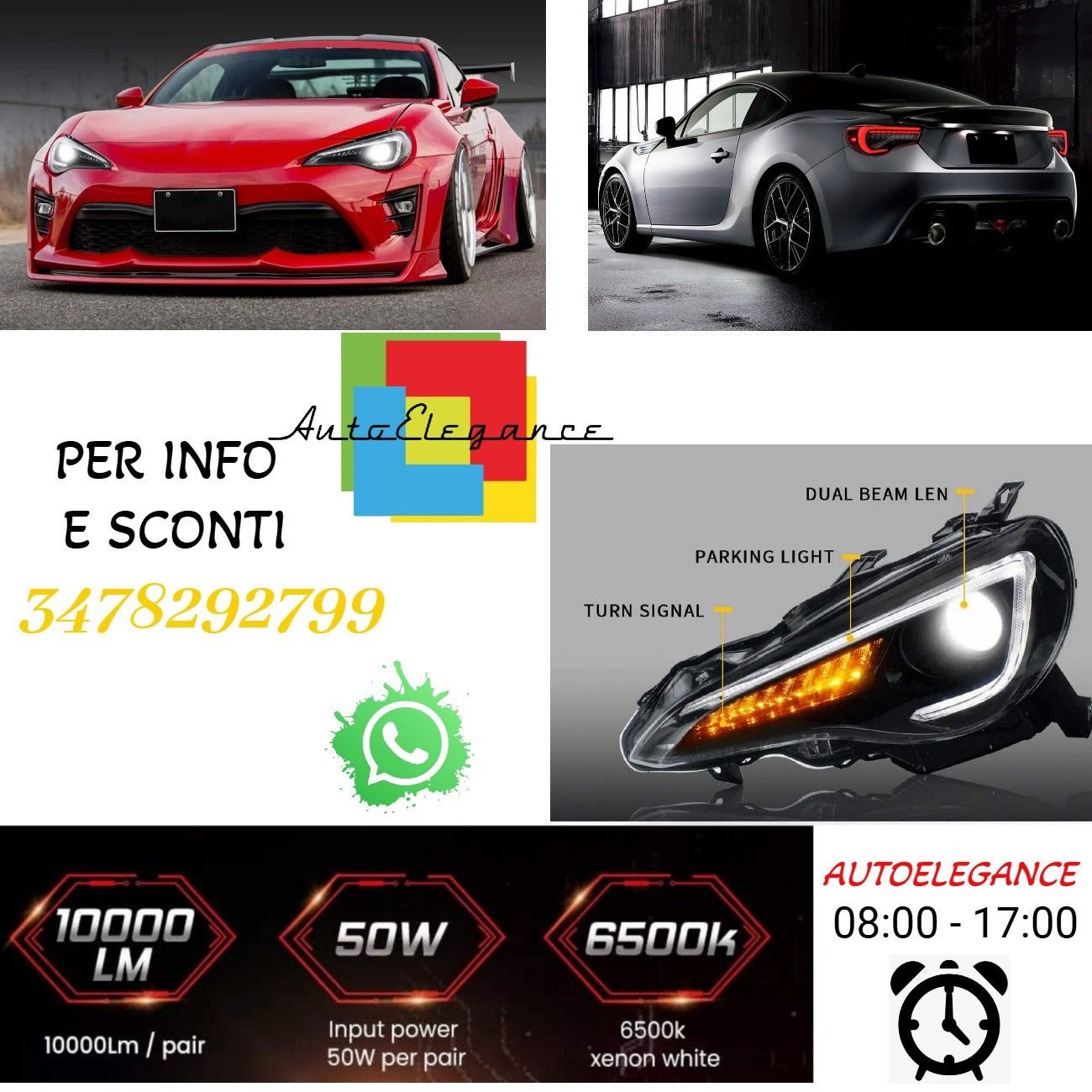 Set di fari per proiettori a doppio raggio e luci posteriori completamente a LED per Toyota 86 GT86 2012-2020 Subaru BRZ 2013-2020 Scion FR-S 2013-2020 (Edizioni LHD e RHD sui fari. Stili rossi chiari e fumé sui fanali posteriori)