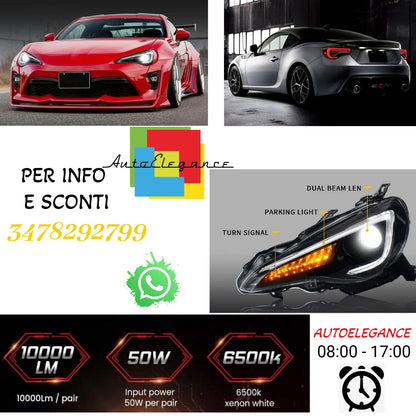 Set di fari per proiettori a doppio raggio e luci posteriori completamente a LED per Toyota 86 GT86 2012-2020 Subaru BRZ 2013-2020 Scion FR-S 2013-2020 (Edizioni LHD e RHD sui fari. Stili rossi chiari e fumé sui fanali posteriori)
