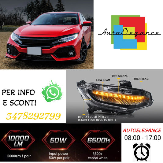 Full LED Headlights for Honda Civic 2016-2021 with Sequential Indicators 