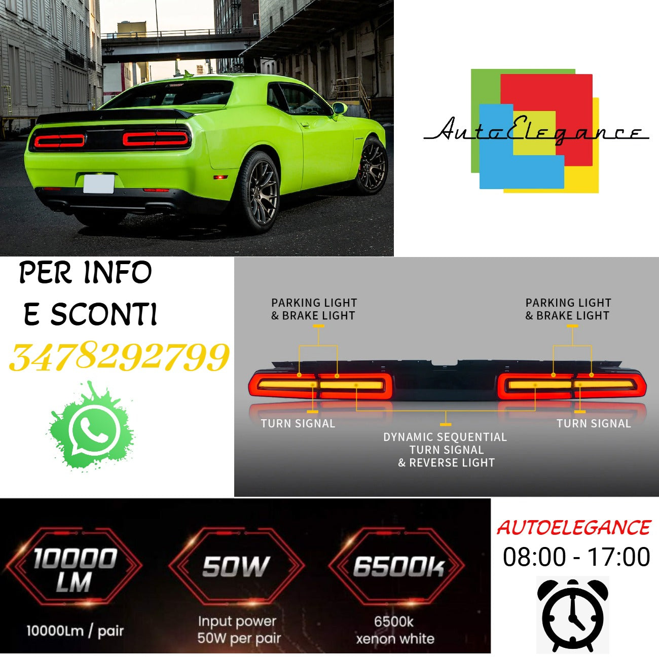 Fanali posteriori a LED per Dodge Challenger 2008-2014 con indicatori sequenziali