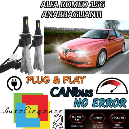 ALFA ROMEO 156 H7 6000K ICE WHITE NO ERROR LED LOW BEAM HEADLIGHTS KIT 