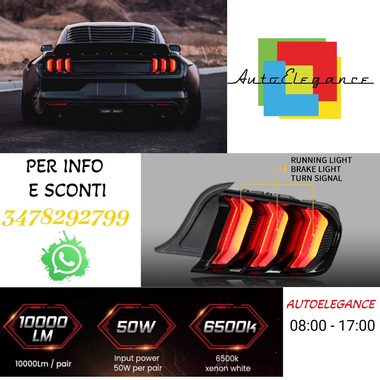 Fanali posteriori full LED GT Five modello per Ford Mustang 2015-2019 (adatto per modelli USA / Euro)