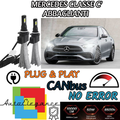 H7 LED HIGH BEAM LAMP KIT MERCEDES C CLASS W205 6000K 6400 LUMEN NO ERROR 