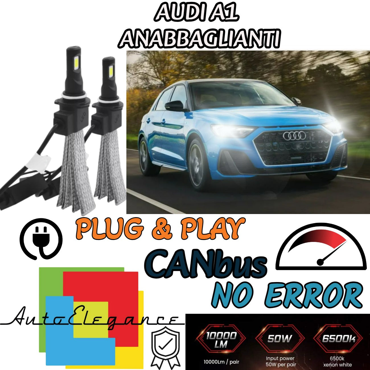 AUDI A1 GB H7 6000K WHITE 6400 LUMEN XENON LED KIT XENON NO ERROR LOW BEAM 