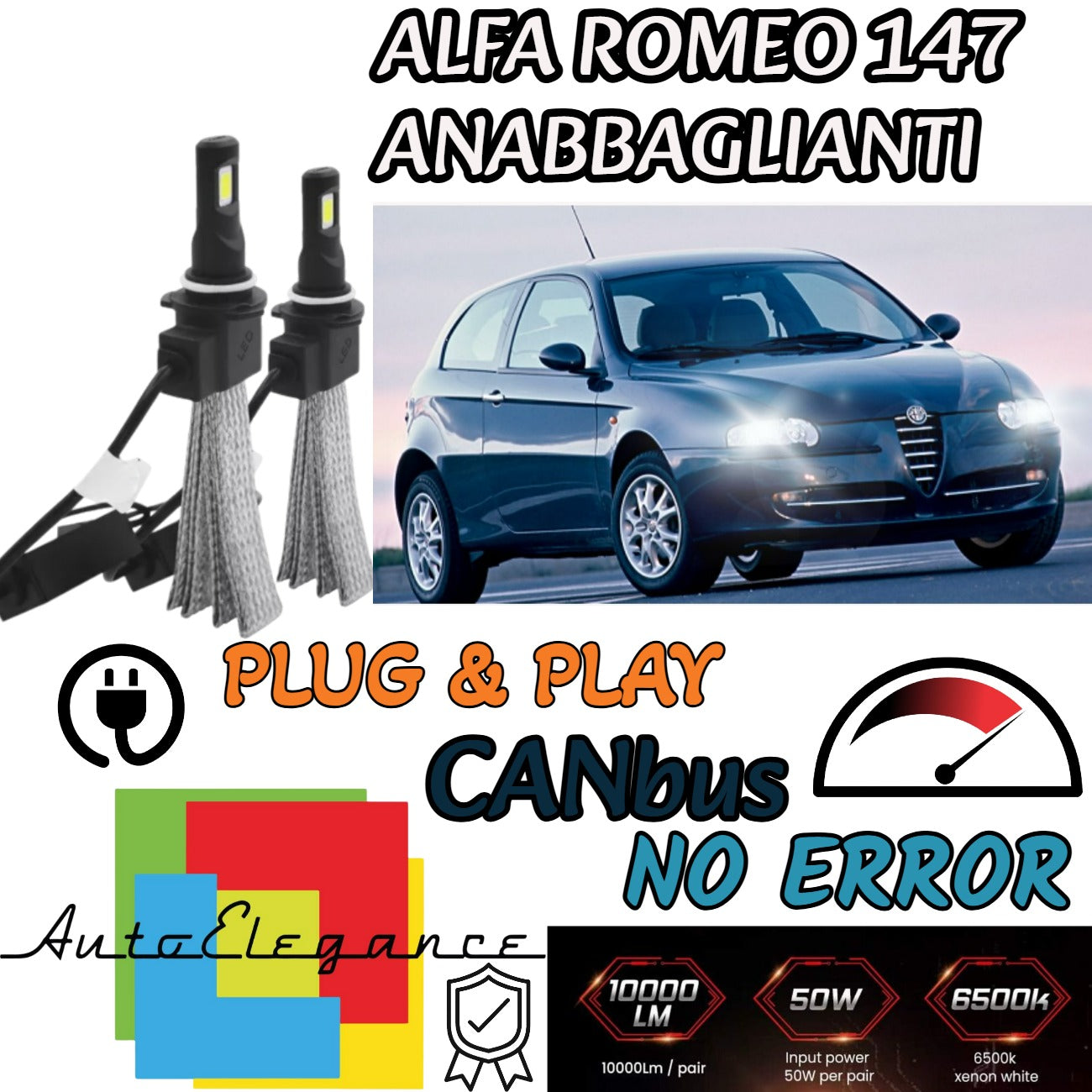 H7 LED CANBUS LOW BEAM LAMPS FOR ALFA ROMEO 147 6400 LUMEN 6000K 
