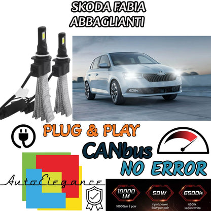 H7 LED HIGH BEAM LAMP KIT SKODA FABIA MK3 6000K WHITE NO ERROR 6400 LUMEN 