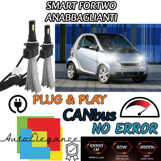 KIT LAMPADE ANABBAGLIANTI LED SMART FORTWO MK1 LAMPADE LED H7 6000K NO ERROR