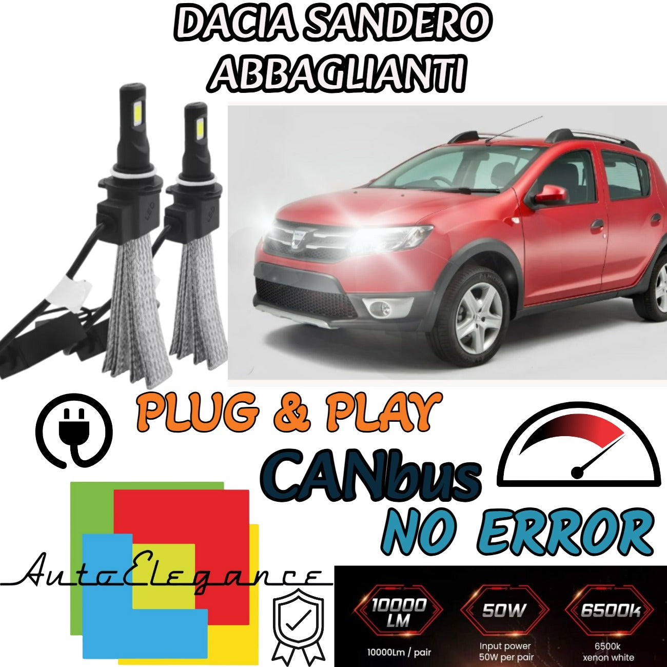 DACIA SANDERO MK2 LED HIGH BEAM LAMPS H7 6000K XENON QUICK START