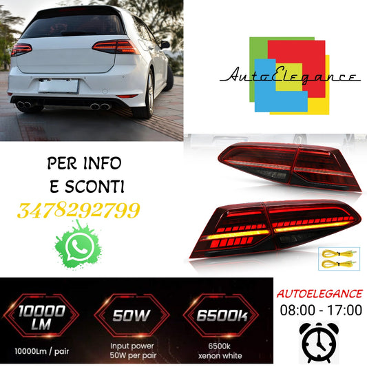 Fanali posteriori a LED per Volkswagen Golf 7 MK7 MK7.5 2013-2019 (non adatti per Golf GTI 7.5 | Golf R | Wagon | Modelli alogeni)