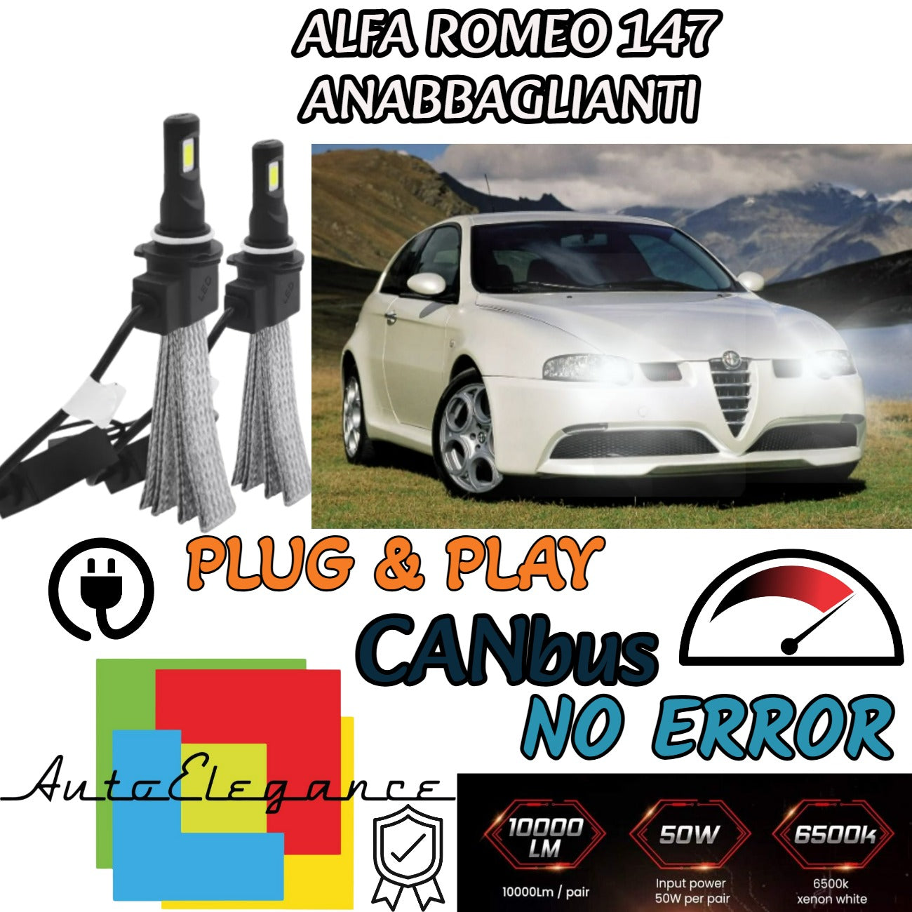 H7 LED CANBUS LOW BEAM LAMPS FOR ALFA ROMEO 147 6400 LUMEN 6000K 