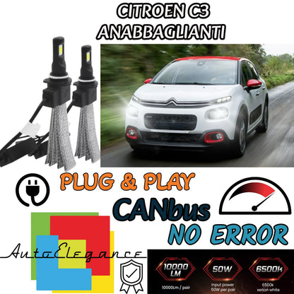 CITROEN C3 MK3 III H7 6000K XENON WHITE NO ERROR LED LOW BEAM LAMP KIT