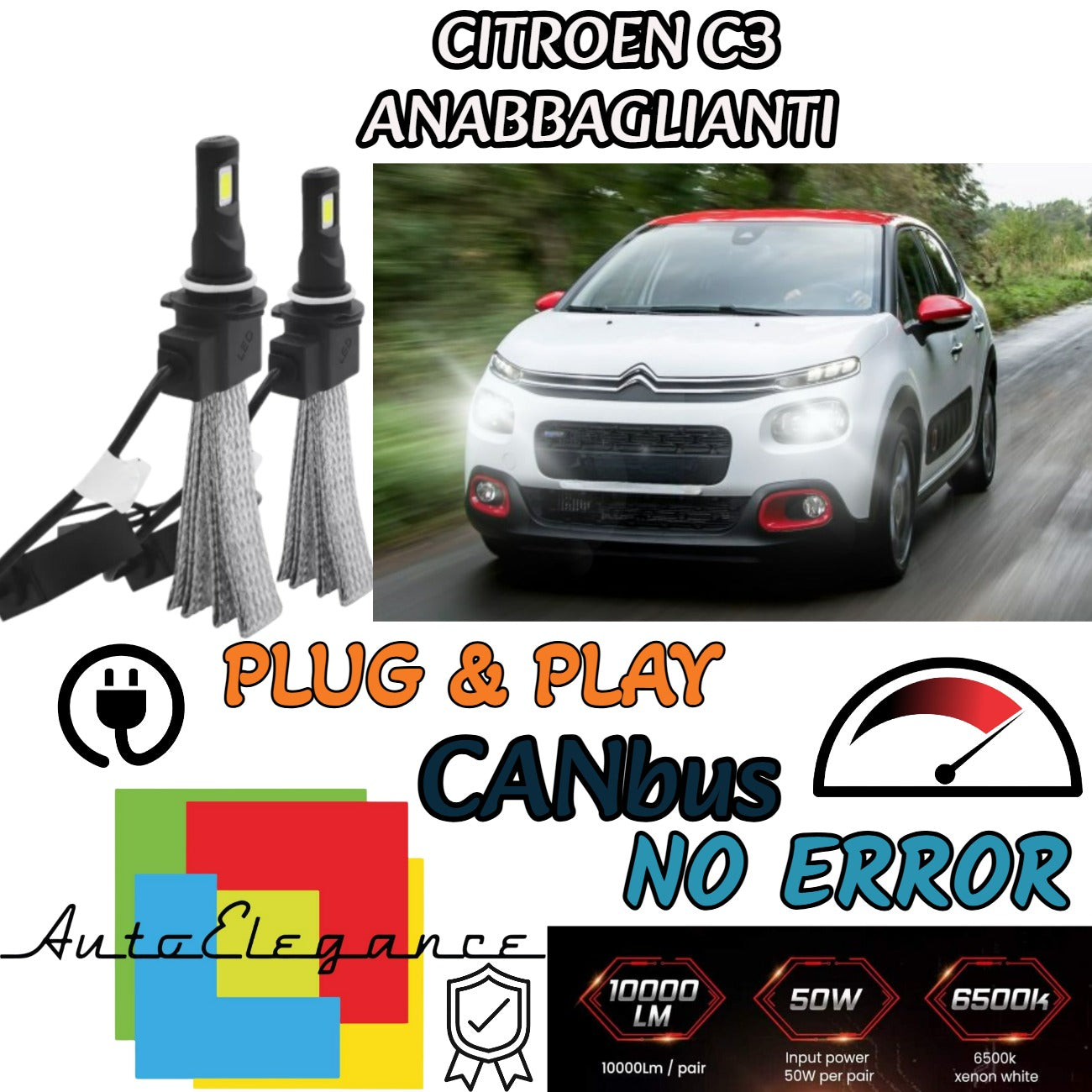 CITROEN C3 MK3 III H7 6000K XENON WHITE NO ERROR LED LOW BEAM LAMP KIT 