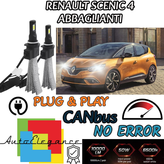 LED HIGH BEAM RENAULT SCENIC 4 IV LED LAMPS H7 6000K NO ERROR 6400 LUMEN 