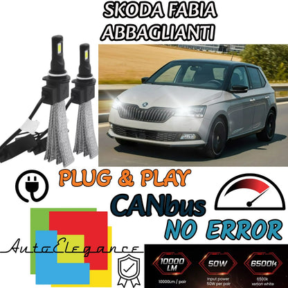 KIT LAMPADE H7 LED ABBAGLIANTI SKODA FABIA MK3 6000K BIANCO NO ERROR 6400 LUMEN