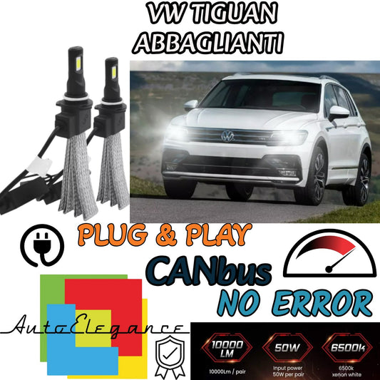 KIT LAMPADE ABBAGLIANTI LED VW TIGUAN MK2 LED H7 6000K 6400 LUMEN NO ERROR