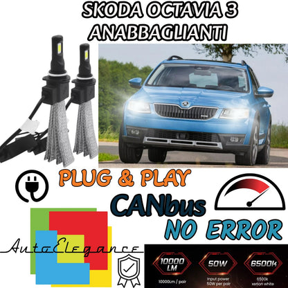 SKODA OCTAVIA 3 LED LOW BEAM LAMPS KIT H7 6000K XENON XENO 6400 LUMEN