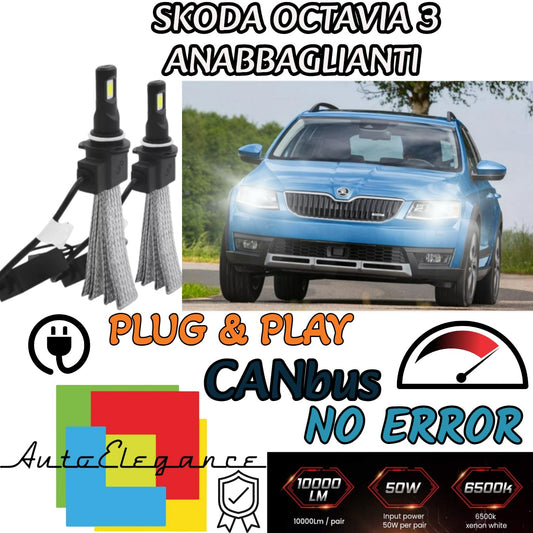 SKODA OCTAVIA 3 LED LOW BEAM LAMPS KIT H7 6000K XENON XENO 6400 LUMEN