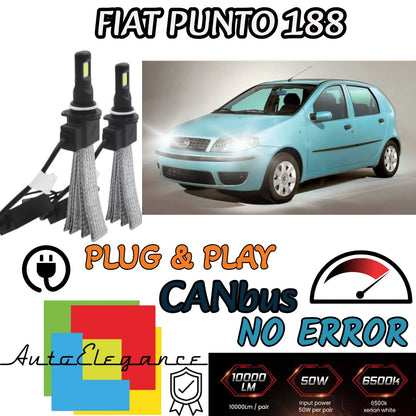 KIT FULL LED FIAT PUNTO 188 MK3 LAMPADE H7 6000K XENON BIANCO GHIACCIO NO ERROR