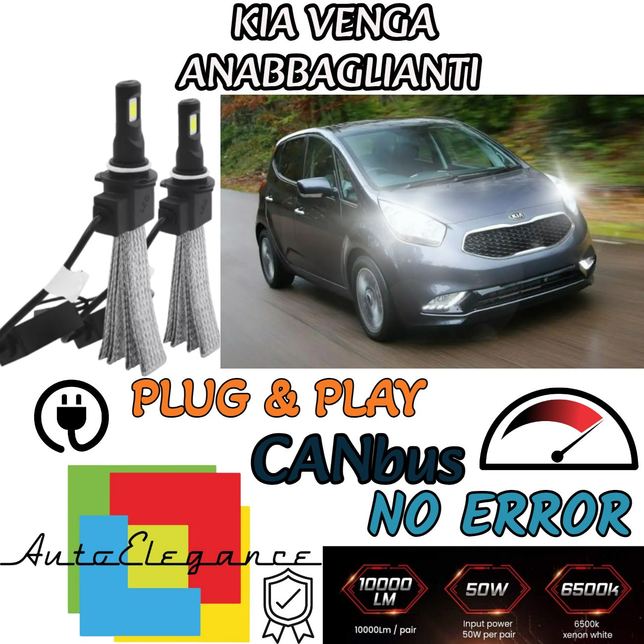 LED LOW BEAM LAMP KIT KIA VENGA LED H7 6000K WHITE NO ERROR 