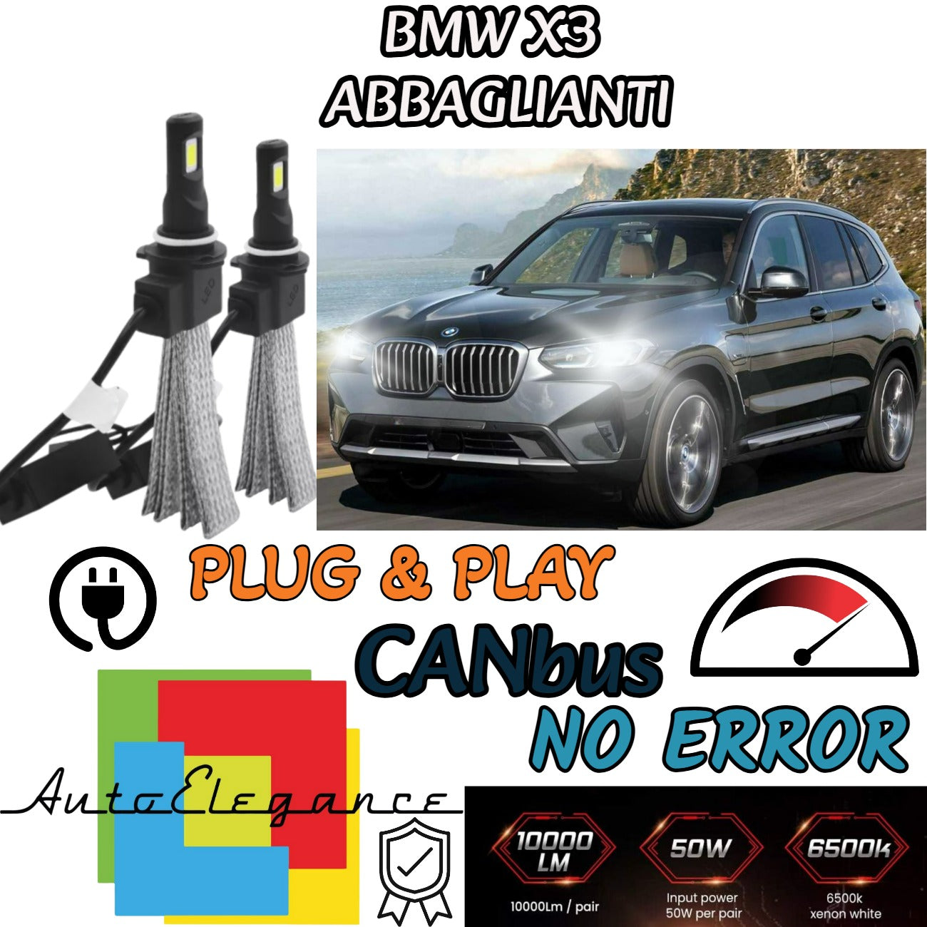 BMW X3 G01 LED HIGH BEAM LAMP KIT LED H7 6000K 6400 LUMEN NO ERROR 