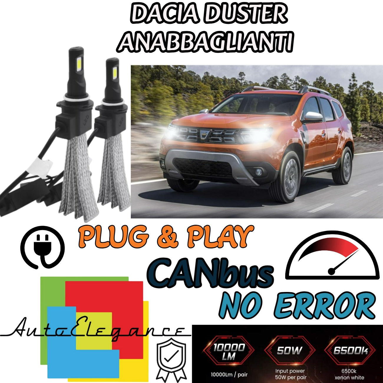 DACIA DUSTER LED LOW BEAM LAMP KIT H7 6000K NO ERROR LED LAMPS 