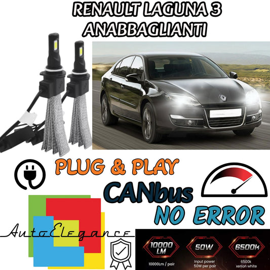 KIT LAMPADE ANABBAGLIANTI LED RENAULT LAGUNA 3 III LAMPADE LED H7 6000K NO ERROR