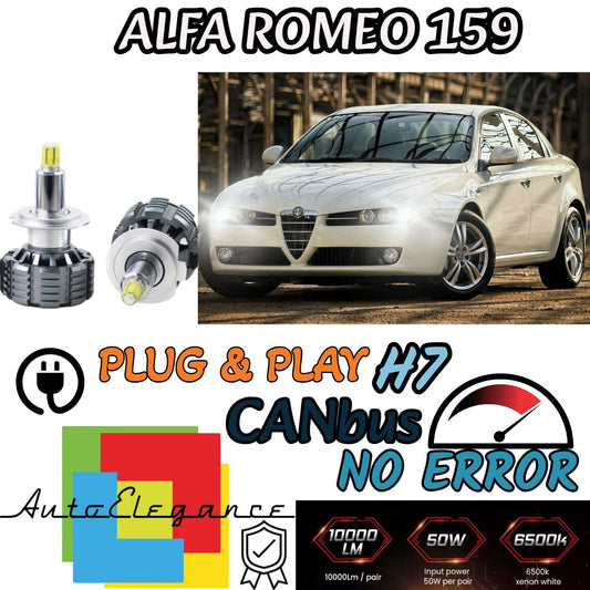 KIT FULL LED ALFA ROMEO 159 LAMPADE LED H7 6000K BIANCO NO ERROR 9600 LM 80W