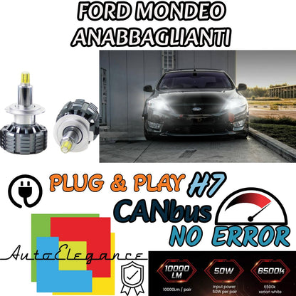 FULL LED KIT H7 CANBUS FORD MONDEO MK4 6000K 9600 LUMEN 80W LOW BEAM 