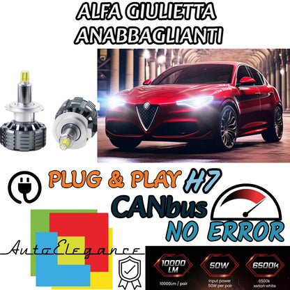 KIT LAMPADE ANABBAGLIANTI LED ALFA GIULIETTA MY2016 LED H7 6000K BIANCO XENON