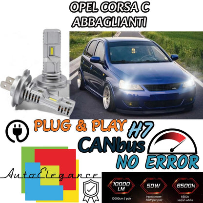 KIT LED H7 OPEL CORSA C 6000K BIANCO 6000 LUMEN CANBUS ABBAGLIANTI