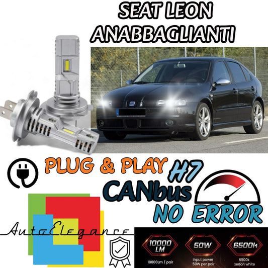 KIT LED H7 PER SEAT LEON 5F 6000K BIANCO 6000 LUMEN CANBUS ANABBAGLIANTI