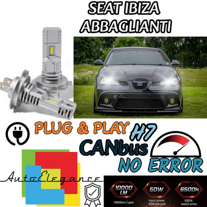 KIT LED H7 PER SEAT IBIZA MK5 V 6000K BIANCO 6000 LUMEN CANBUS ABBAGLIANTI