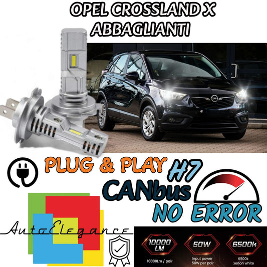 KIT LED H7 OPEL CROSSLAND X 6000K BIANCO 6000 LUMEN CANBUS ABBAGLIANTI