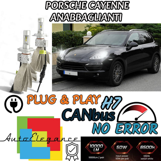 KIT LED H7 PORSCHE CAYENNE 9PA 8000 LUMEN 6500K ANABBAGLIANTI CANBUS BIANCO