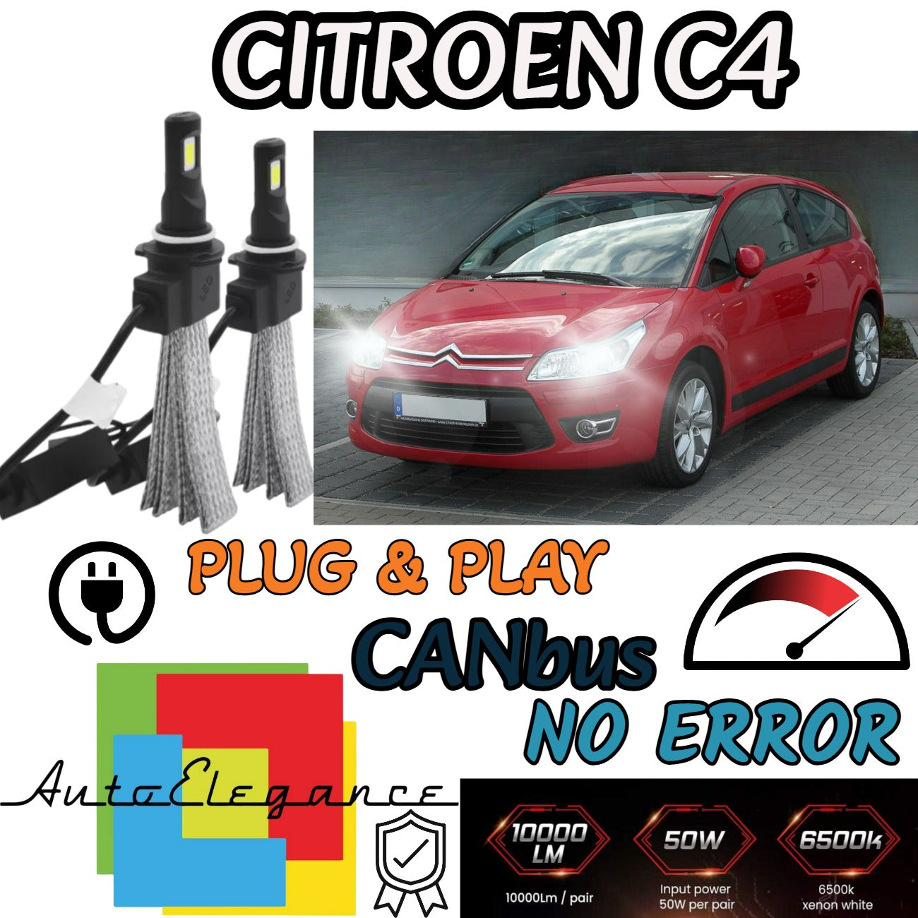 FULL LED KIT CITROEN C4 CACTUS LAMPS H7 6000K XENON ICE WHITE NO ERROR 